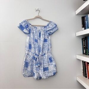 Vineyard Vines Painted Patchwork Ruffle Off The Shoulder Romper size Medium